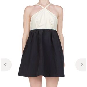 Black and Cream Mini Halter Dress